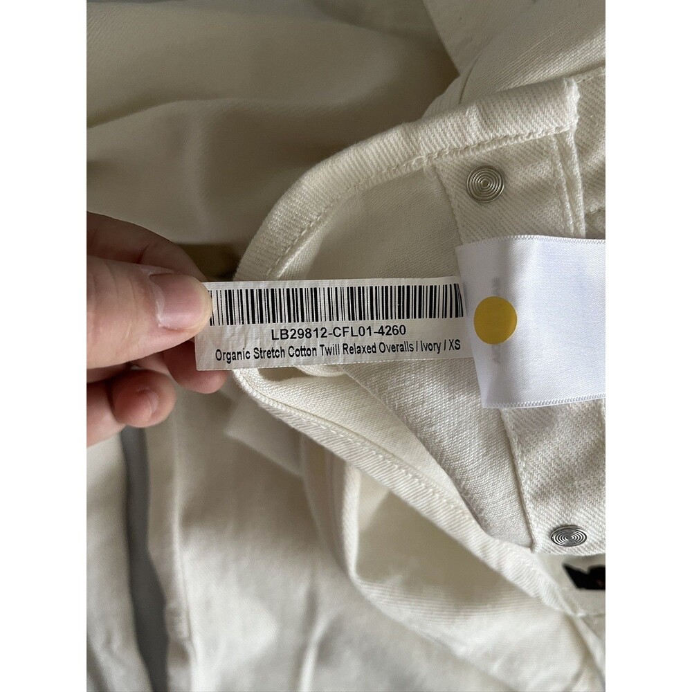 NEW Quince Overalls Organic Stretch Cotton Twill Relaxed Fit Ivory White Size XS - Picture 7 of 10